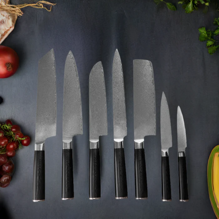 Damaskus Mønstret Knivsæt 8 Knive