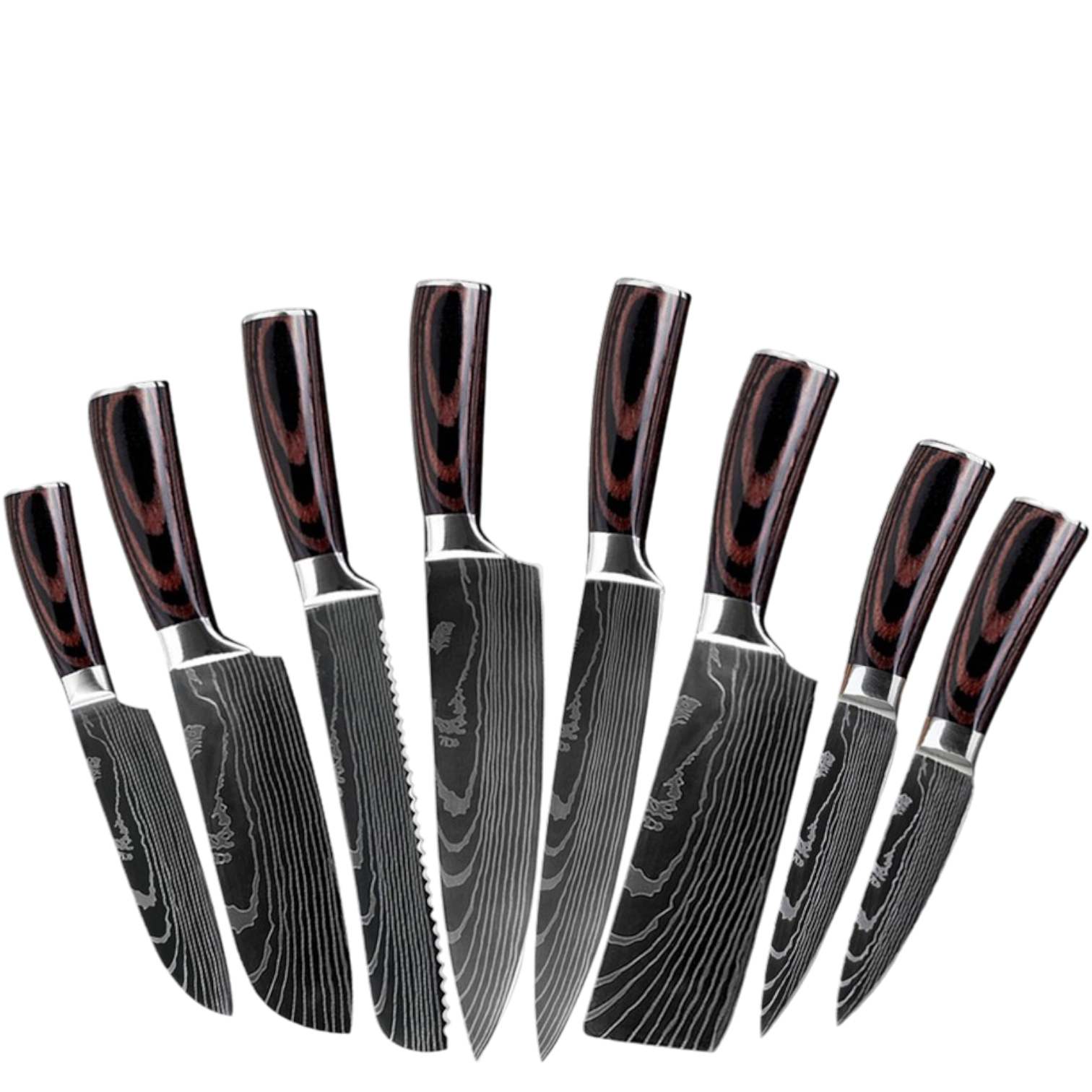 Damaskus Mønstret Knivsæt 8 Knive