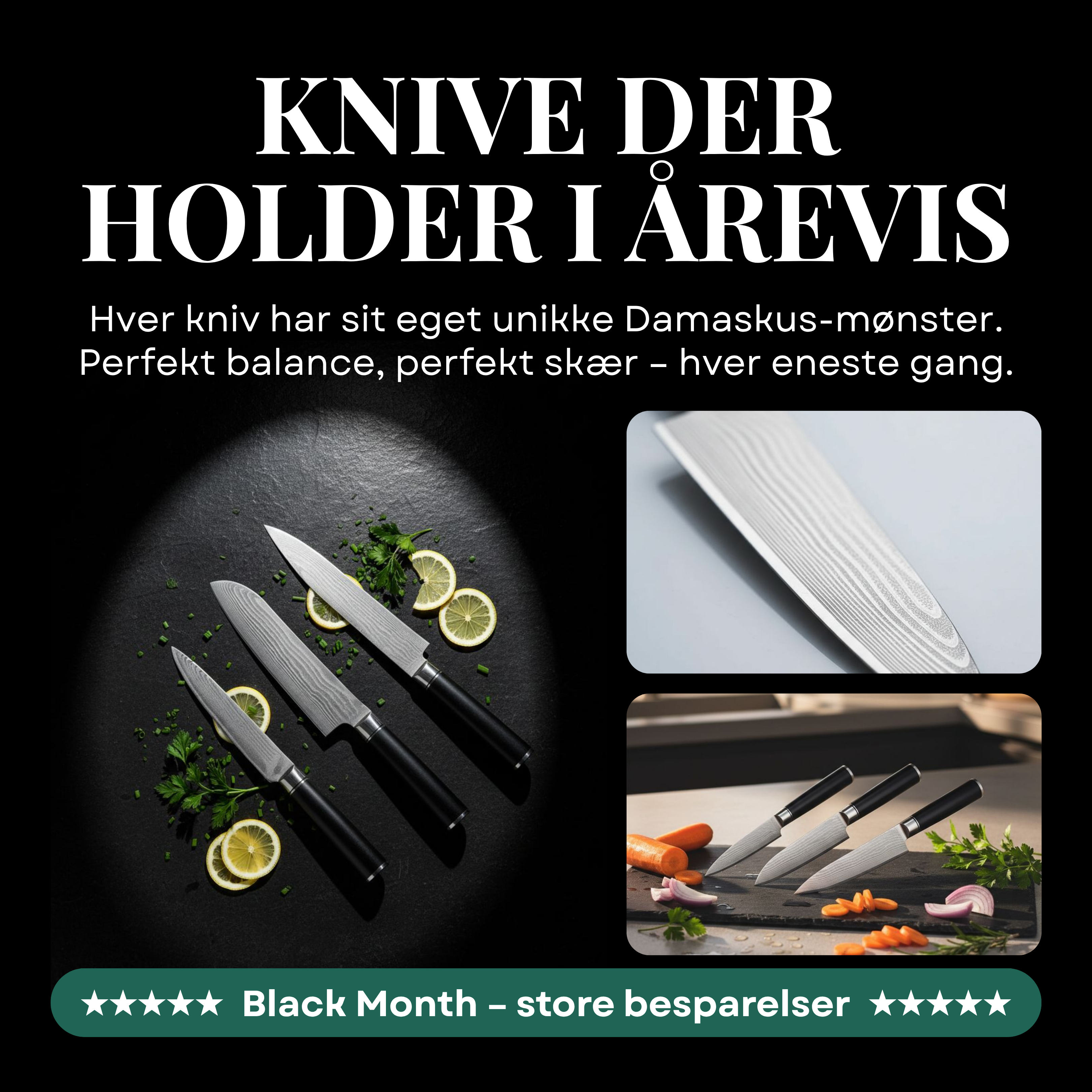 Damaskus knivsæt 3 knive
