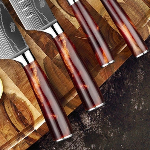 Damaskus Mønstret Knivsæt 7 Knive